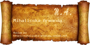 Mihalicska Armanda névjegykártya